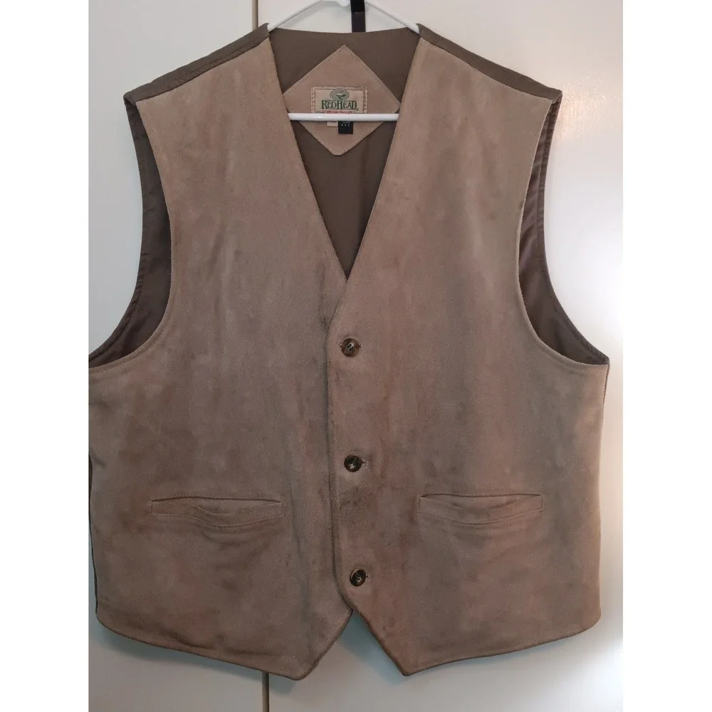 Vintage Redhead Mens Nubuck Leather Vest XL Hunting Western Gorpcore Utility
